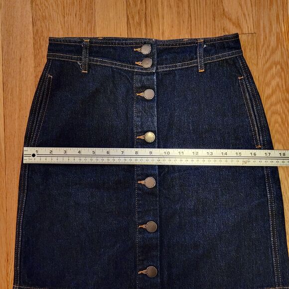 Maje Button-Front Denim Mini Skirt, French Girl Style, Dark Wash, Sz FR 38/US 6 - Picture 10 of 13